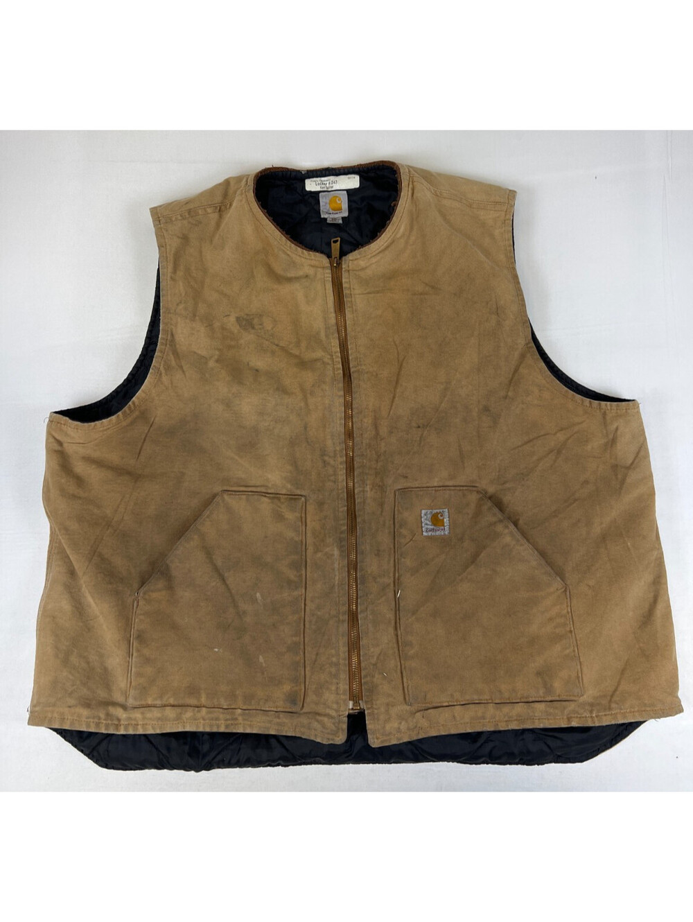Carhartt Men Brown Duck Quilted Lined V01 BRN Work Vest 3XL Tall